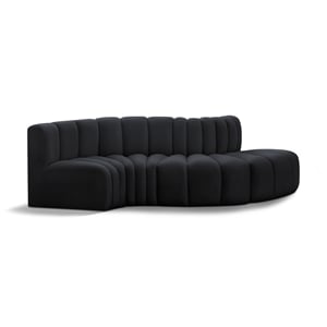 Bowery Hill Contemporary Soft Black Velvet Modular Sectional