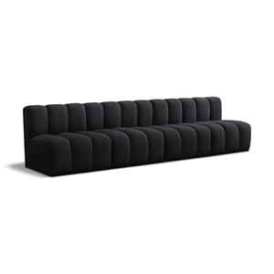 Bowery Hill Contemporary Soft Black Velvet Modular Sectional