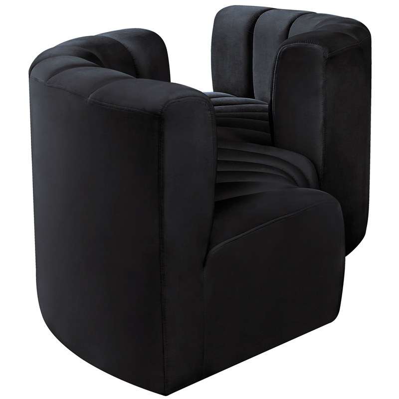 Bowery Hill Contemporary Soft Black Velvet Modular Sectional