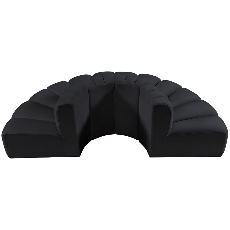 Bowery Hill Contemporary Soft Black Velvet Modular Sectional