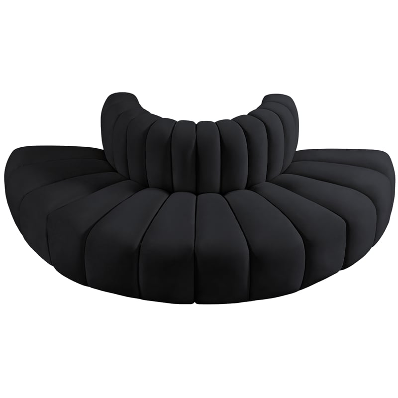 Bowery Hill Contemporary Soft Black Velvet Modular Sectional