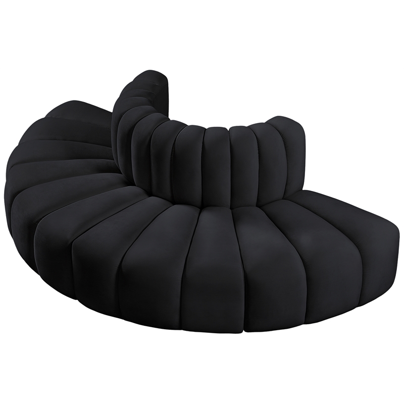 Bowery Hill Contemporary Soft Black Velvet Modular Sectional