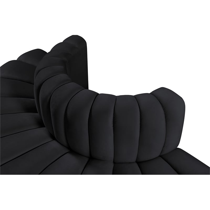 Bowery Hill Contemporary Soft Black Velvet Modular Sectional