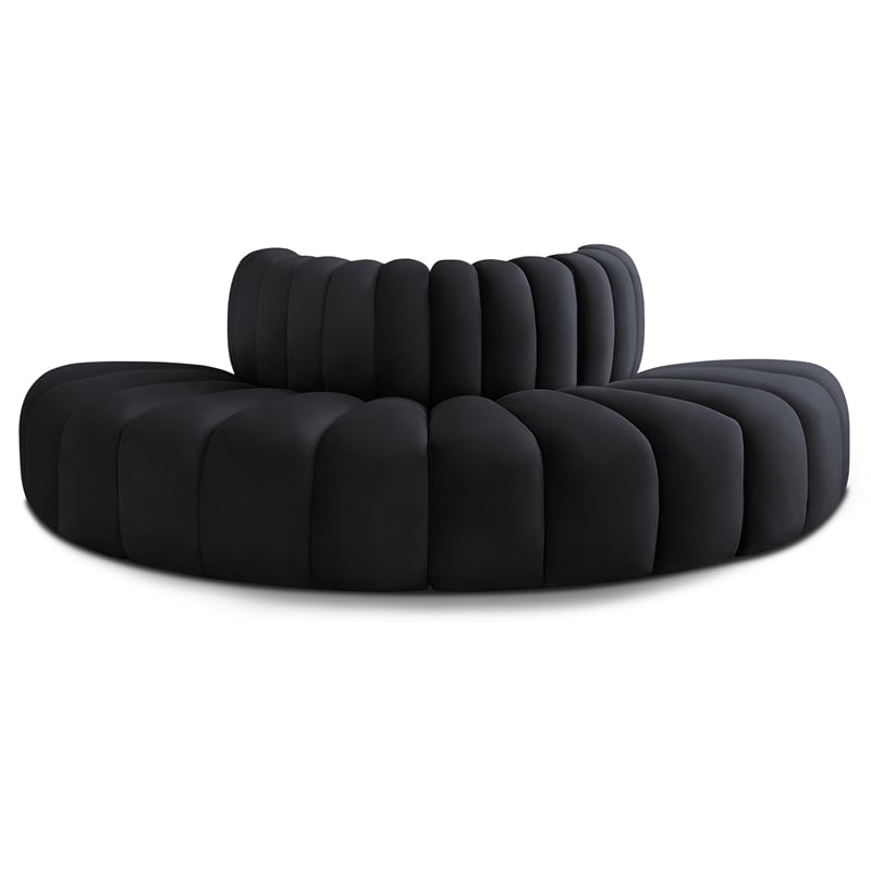 Bowery Hill Contemporary Soft Black Velvet Modular Sectional