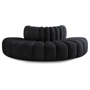 Bowery Hill Contemporary Soft Black Velvet Modular Sectional