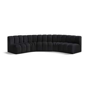 Bowery Hill Contemporary Soft Black Velvet Modular Sectional