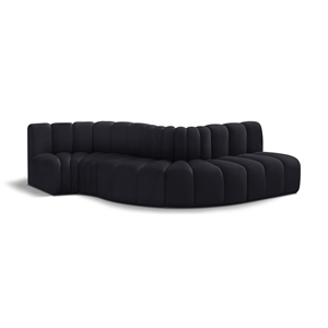 Bowery Hill Contemporary Soft Black Velvet Modular Sectional