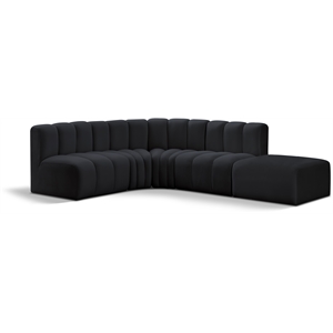 Bowery Hill Contemporary Soft Black Velvet Modular Sectional