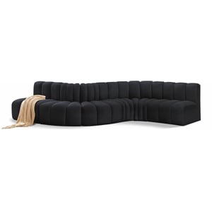Bowery Hill Contemporary Soft Black Velvet Modular Sectional