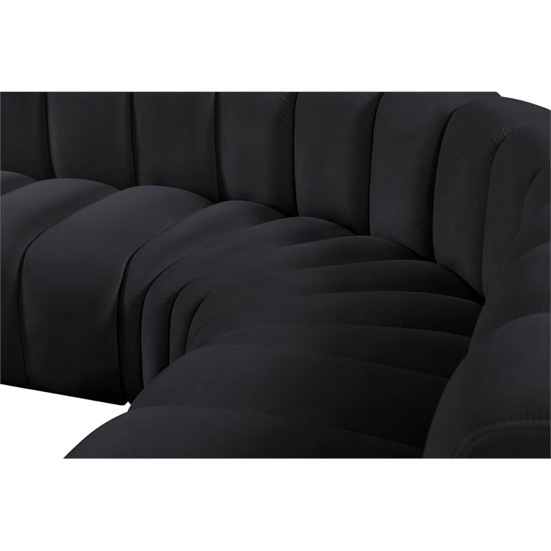 Bowery Hill Contemporary Soft Black Velvet Modular Sectional