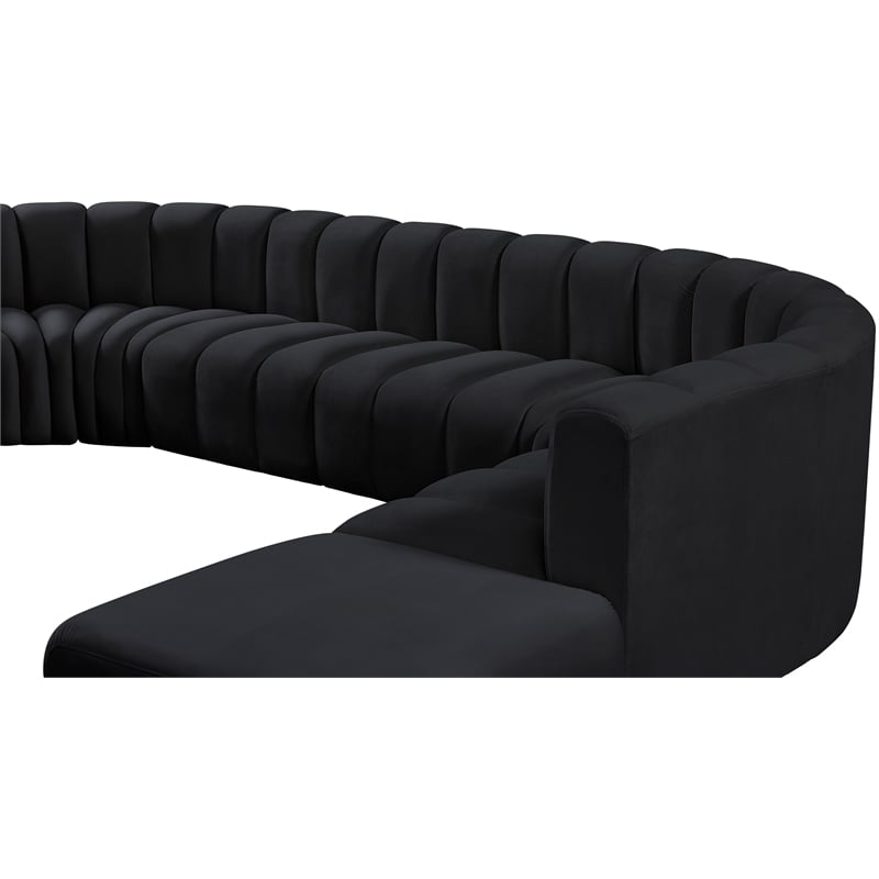 Bowery Hill Contemporary Soft Black Velvet Modular Sectional