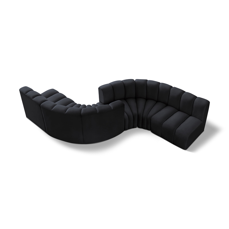Bowery Hill Contemporary Soft Black Velvet Modular Sectional