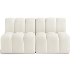 Bowery Hill Contemporary Soft Cream Velvet Modular Sectional