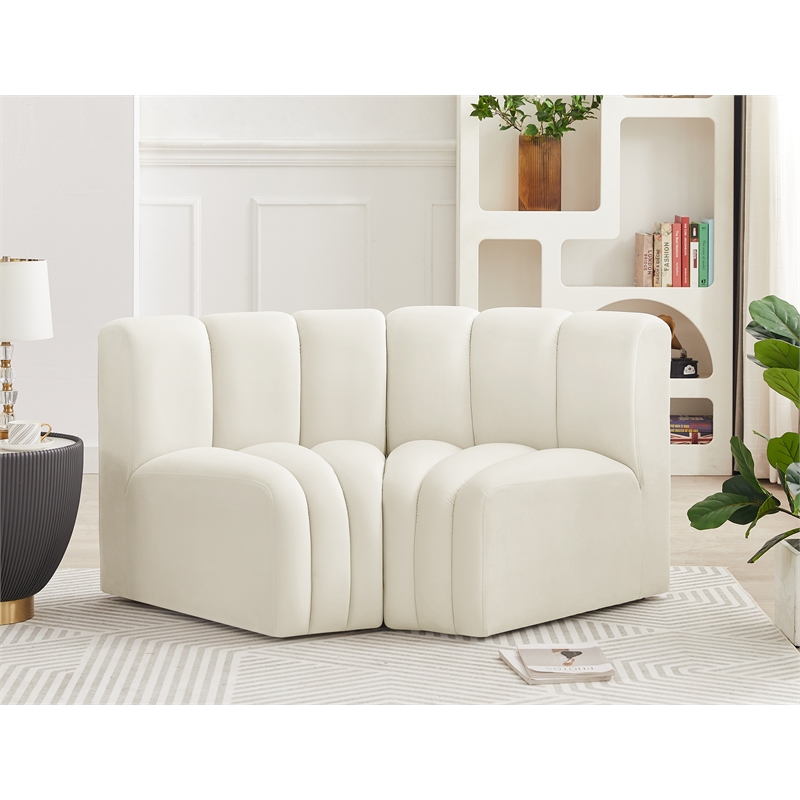 Bowery Hill Contemporary Soft Cream Velvet Modular Sectional