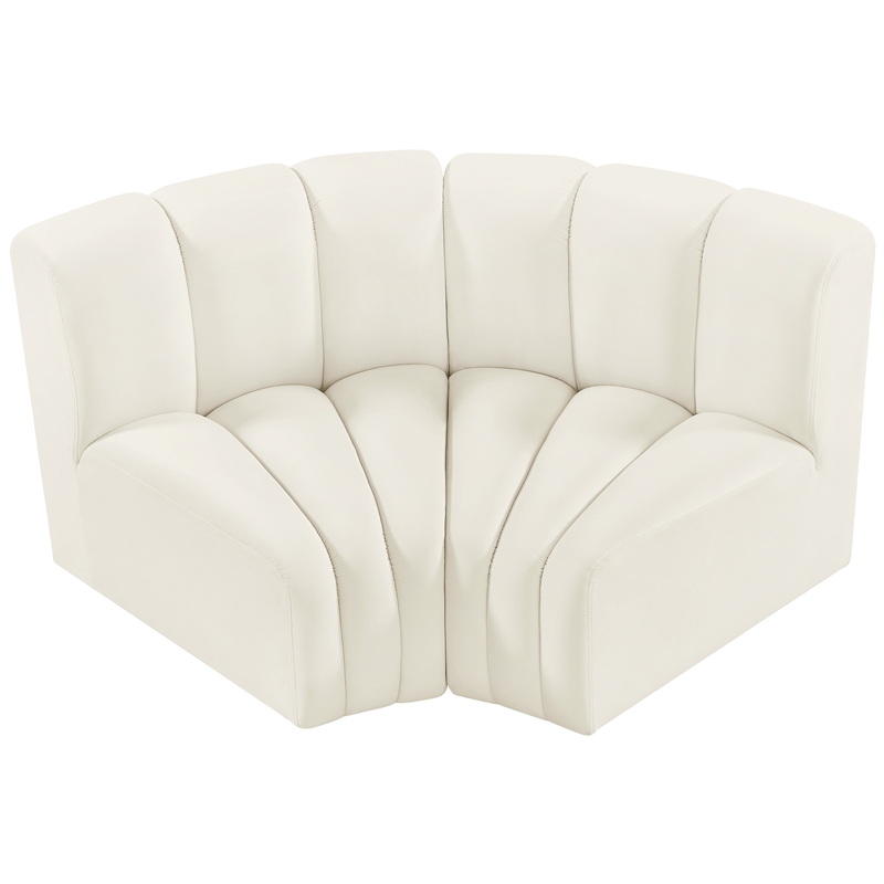 Bowery Hill Contemporary Soft Cream Velvet Modular Sectional