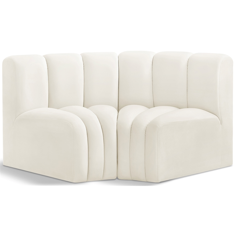 Bowery Hill Contemporary Soft Cream Velvet Modular Sectional