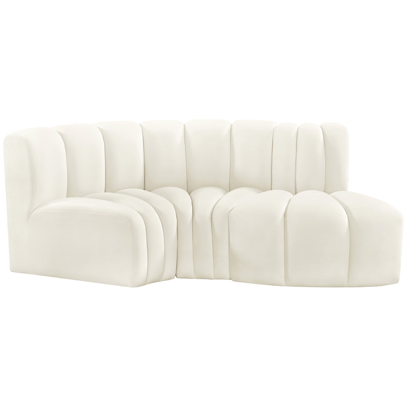 Bowery Hill Contemporary Soft Cream Velvet Modular Sectional