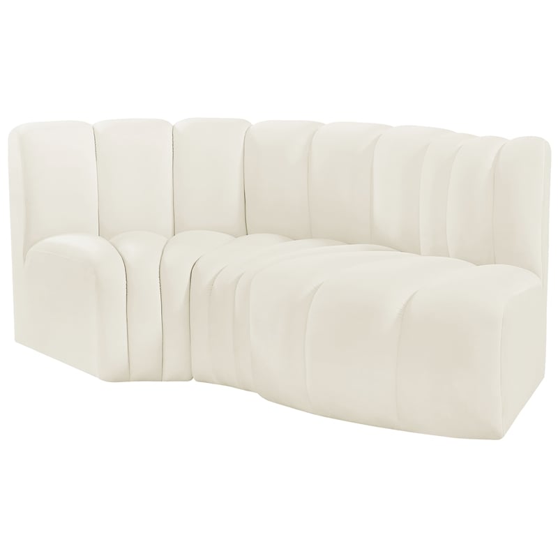Bowery Hill Contemporary Soft Cream Velvet Modular Sectional