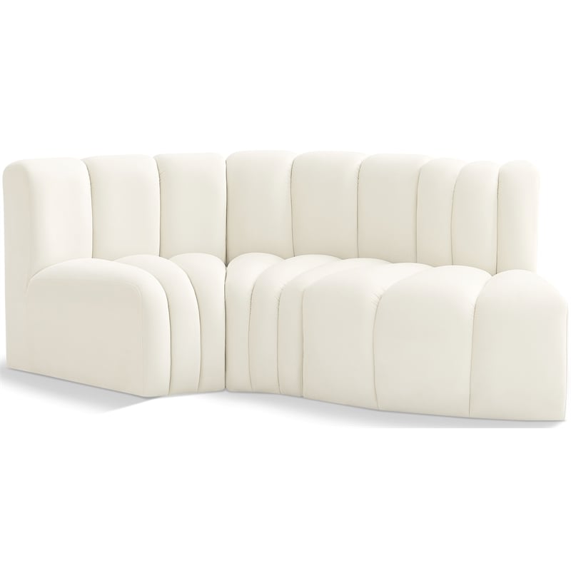 Bowery Hill Contemporary Soft Cream Velvet Modular Sectional