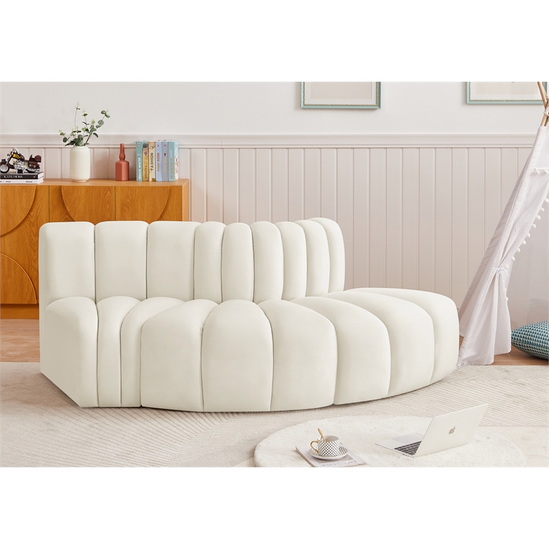 Bowery Hill Contemporary Soft Cream Velvet Modular Sectional
