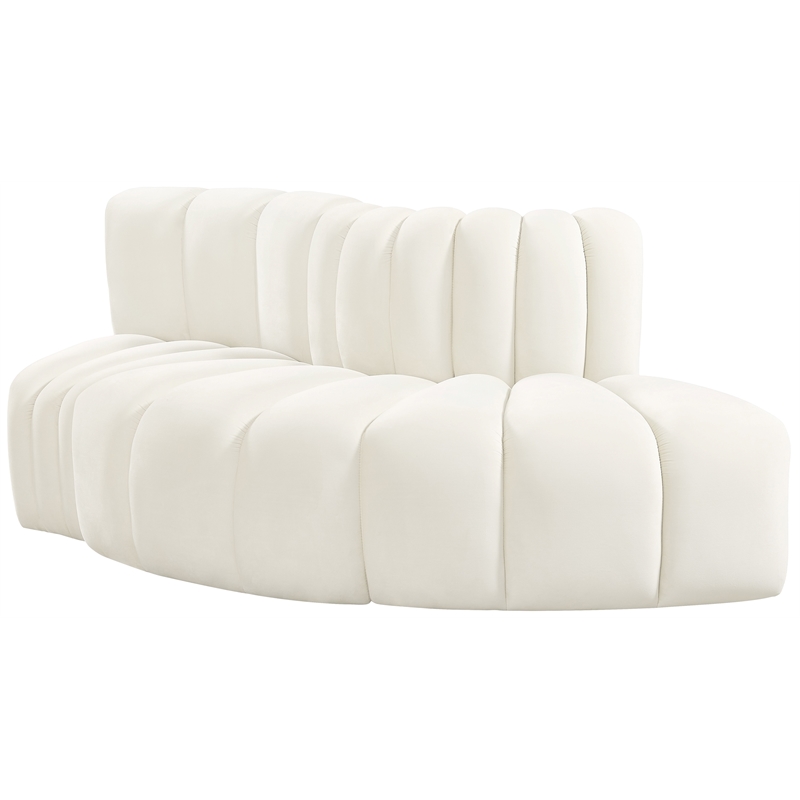 Bowery Hill Contemporary Soft Cream Velvet Modular Sectional