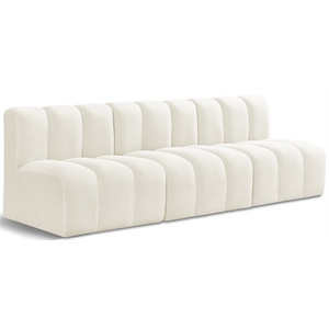 Bowery Hill Contemporary Soft Cream Velvet Modular Sectional