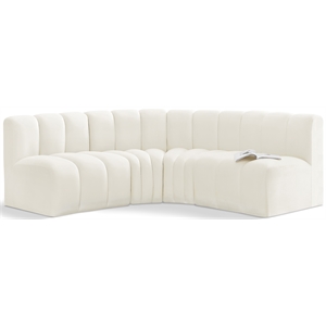 Bowery Hill Contemporary Soft Cream Velvet Modular Sectional