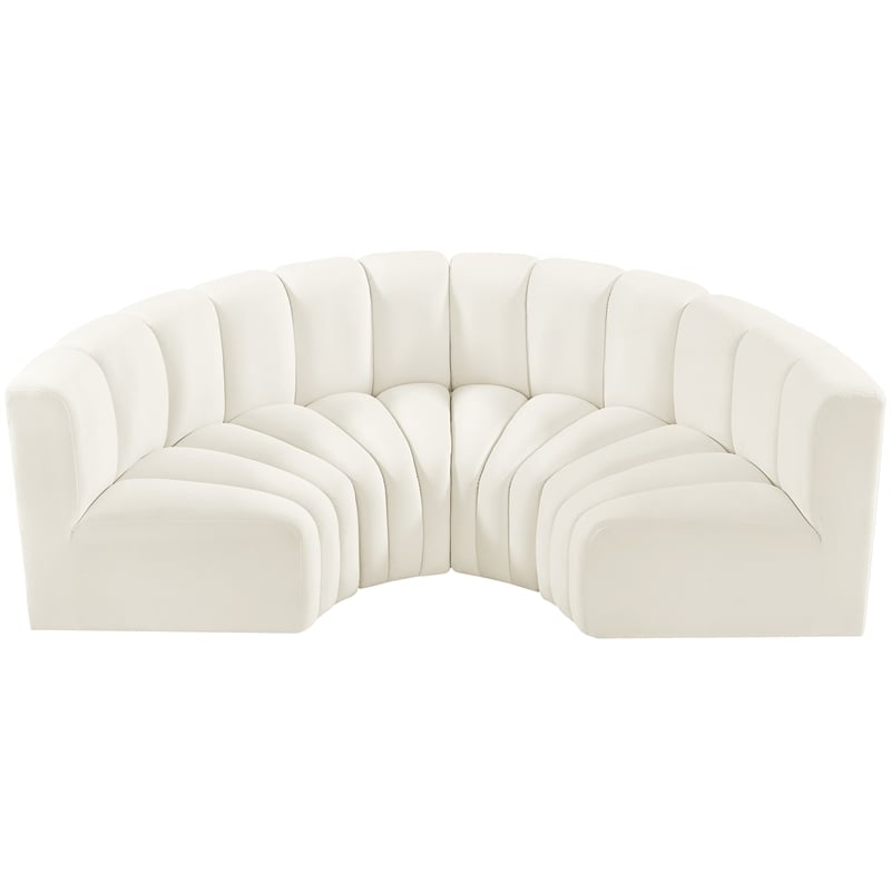 Bowery Hill Contemporary Soft Cream Velvet Modular Sectional