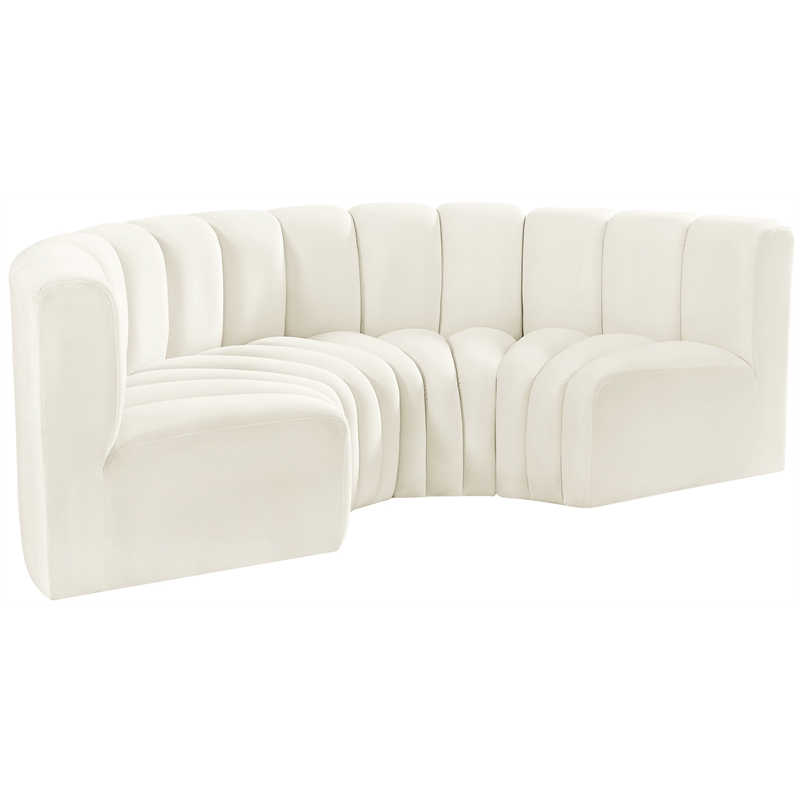 Bowery Hill Contemporary Soft Cream Velvet Modular Sectional