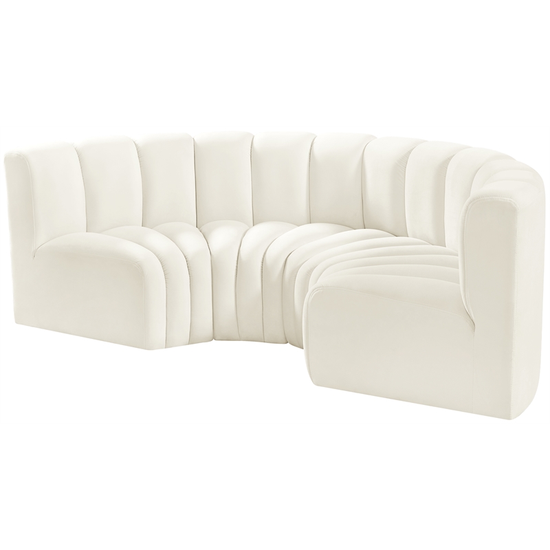 Bowery Hill Contemporary Soft Cream Velvet Modular Sectional
