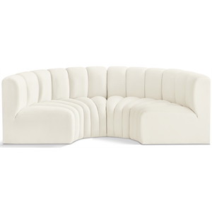 Bowery Hill Contemporary Soft Cream Velvet Modular Sectional