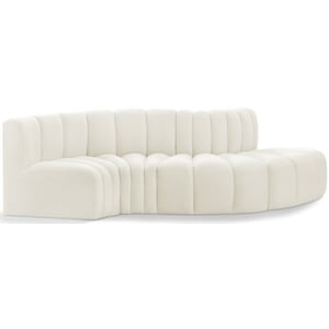 Bowery Hill Contemporary Soft Cream Velvet Modular Sectional