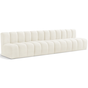 Bowery Hill Contemporary Soft Cream Velvet Modular Sectional