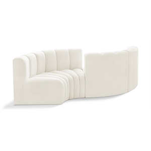 Bowery Hill Contemporary Soft Cream Velvet Modular Sectional