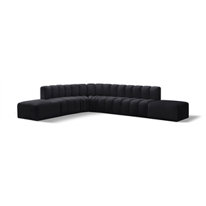 Bowery Hill Contemporary Soft Black Velvet Modular Sectional