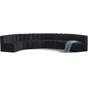 Bowery Hill Contemporary Soft Black Velvet Modular Sectional