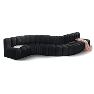 Bowery Hill Contemporary Soft Black Velvet Modular Sectional