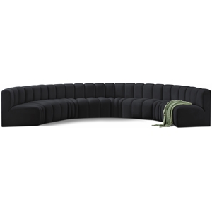 Bowery Hill Contemporary Soft Black Velvet Modular Sectional