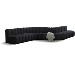 Bowery Hill Contemporary Soft Black Velvet Modular Sectional