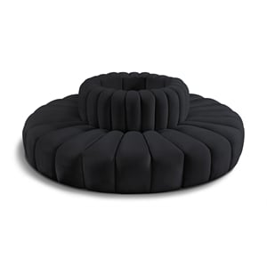 Bowery Hill Contemporary Soft Black Velvet Modular Sectional