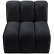 Bowery Hill Contemporary Deep Channel Tufted Soft Black Velvet Straight Chair