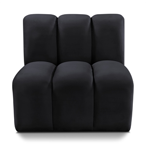 Bowery Hill Contemporary Deep Channel Tufted Soft Black Velvet Straight Chair