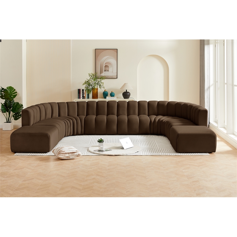 Bowery Hill Contemporary Soft Brown Velvet Modular Sectional