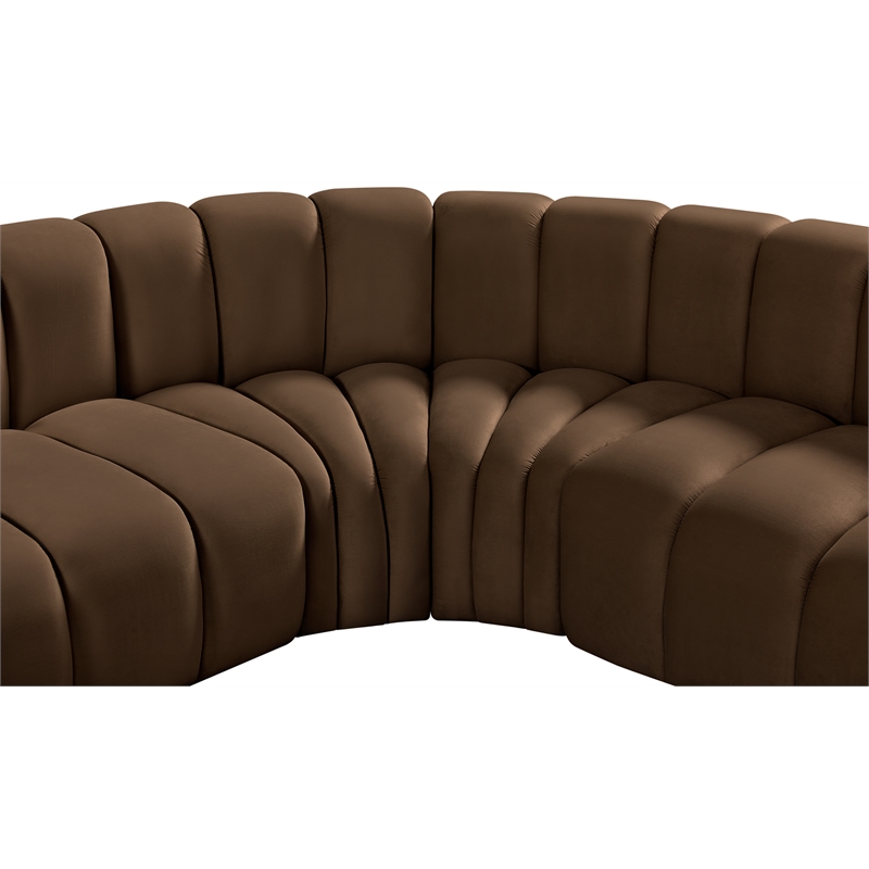 Bowery Hill Contemporary Soft Brown Velvet Modular Sectional