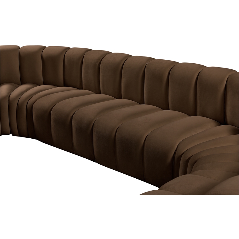 Bowery Hill Contemporary Soft Brown Velvet Modular Sectional