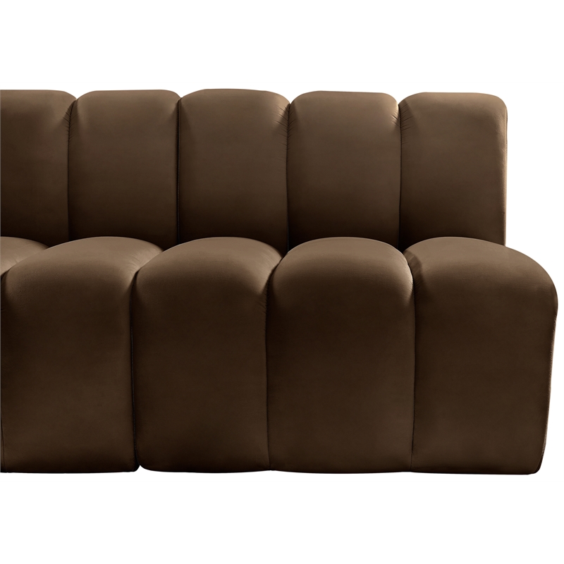 Bowery Hill Contemporary Soft Brown Velvet Modular Sectional