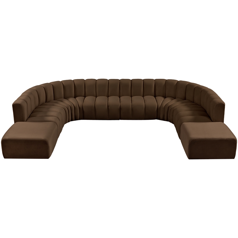 Bowery Hill Contemporary Soft Brown Velvet Modular Sectional