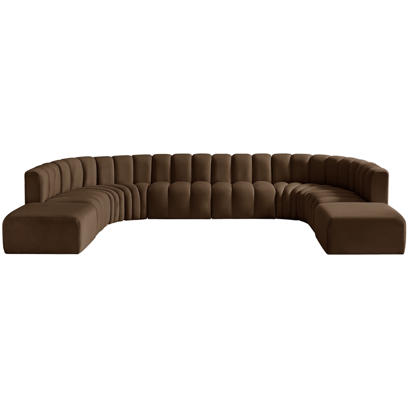 Bowery Hill Contemporary Soft Brown Velvet Modular Sectional
