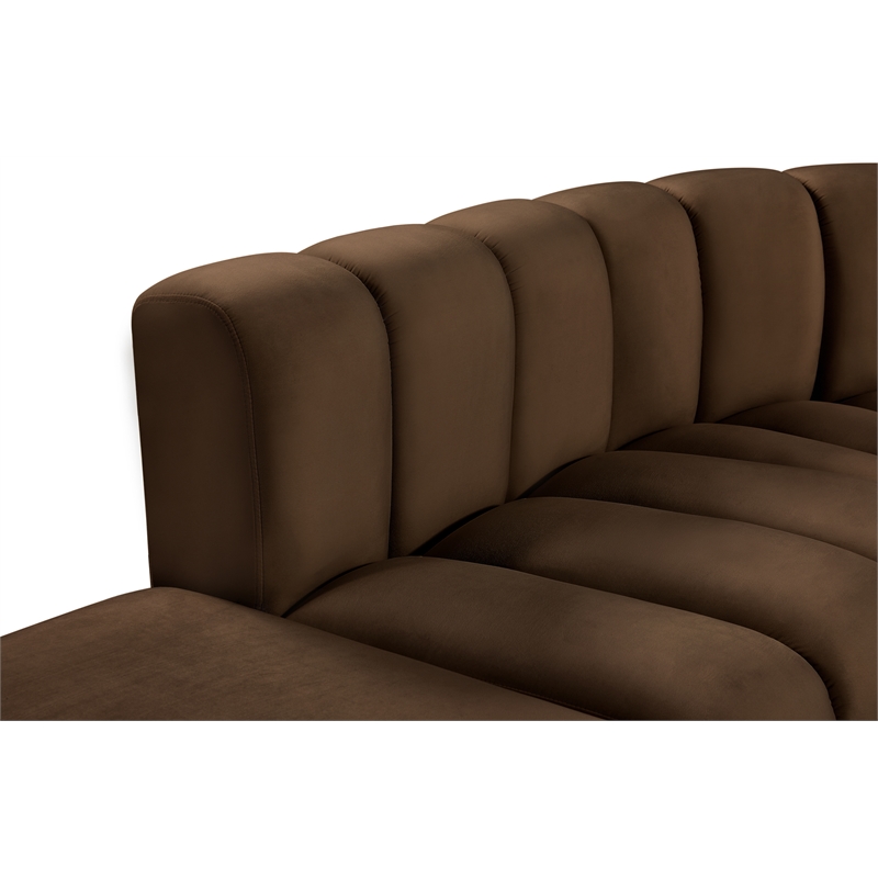 Bowery Hill Contemporary Soft Brown Velvet Modular Sectional