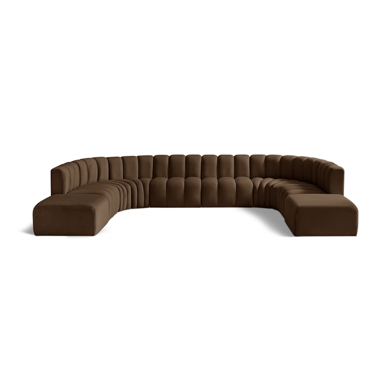 Bowery Hill Contemporary Soft Brown Velvet Modular Sectional